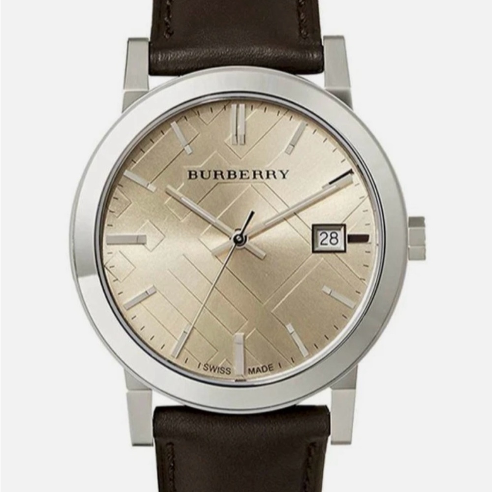 Burberry BU9011 Beige Dial Brown Leather Men's Watch